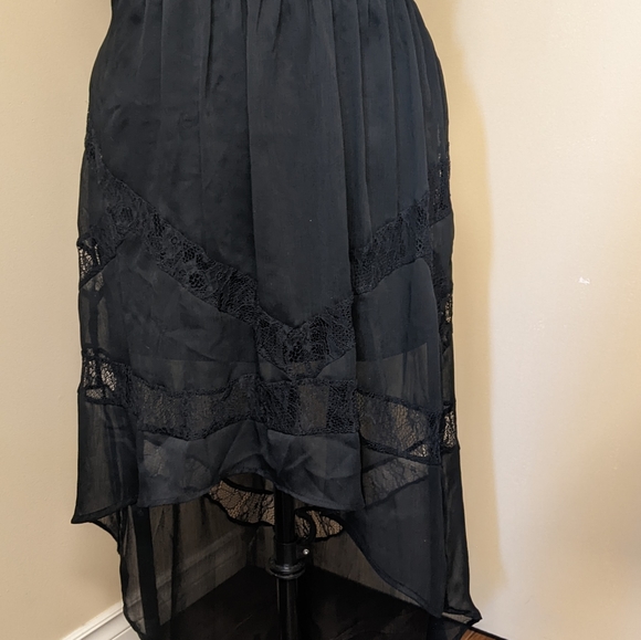 Asymmetric Lace Insert Skirt - Picture 1 of 5
